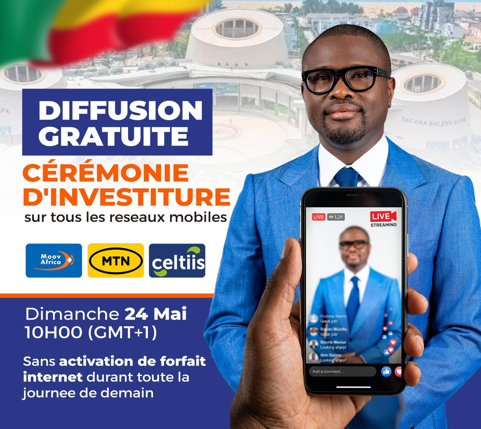 Cérémonie d&rsquo;investiture au Bénin : une première historique de diffusion gratuite en direct