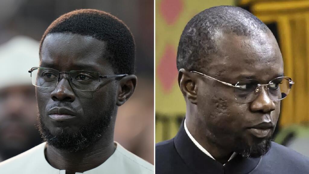Le président Bassirou Diomaye Faye (gauche) et Ousmane Sonko (droite) lors d'une rencontre officielle.