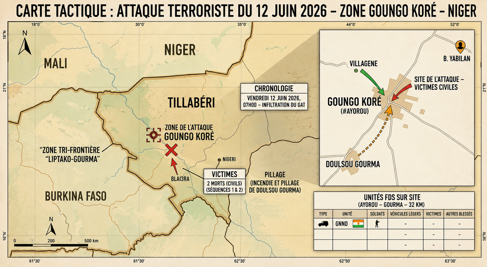 Attaque terroriste à Ayorou: deux morts et un enlèvement