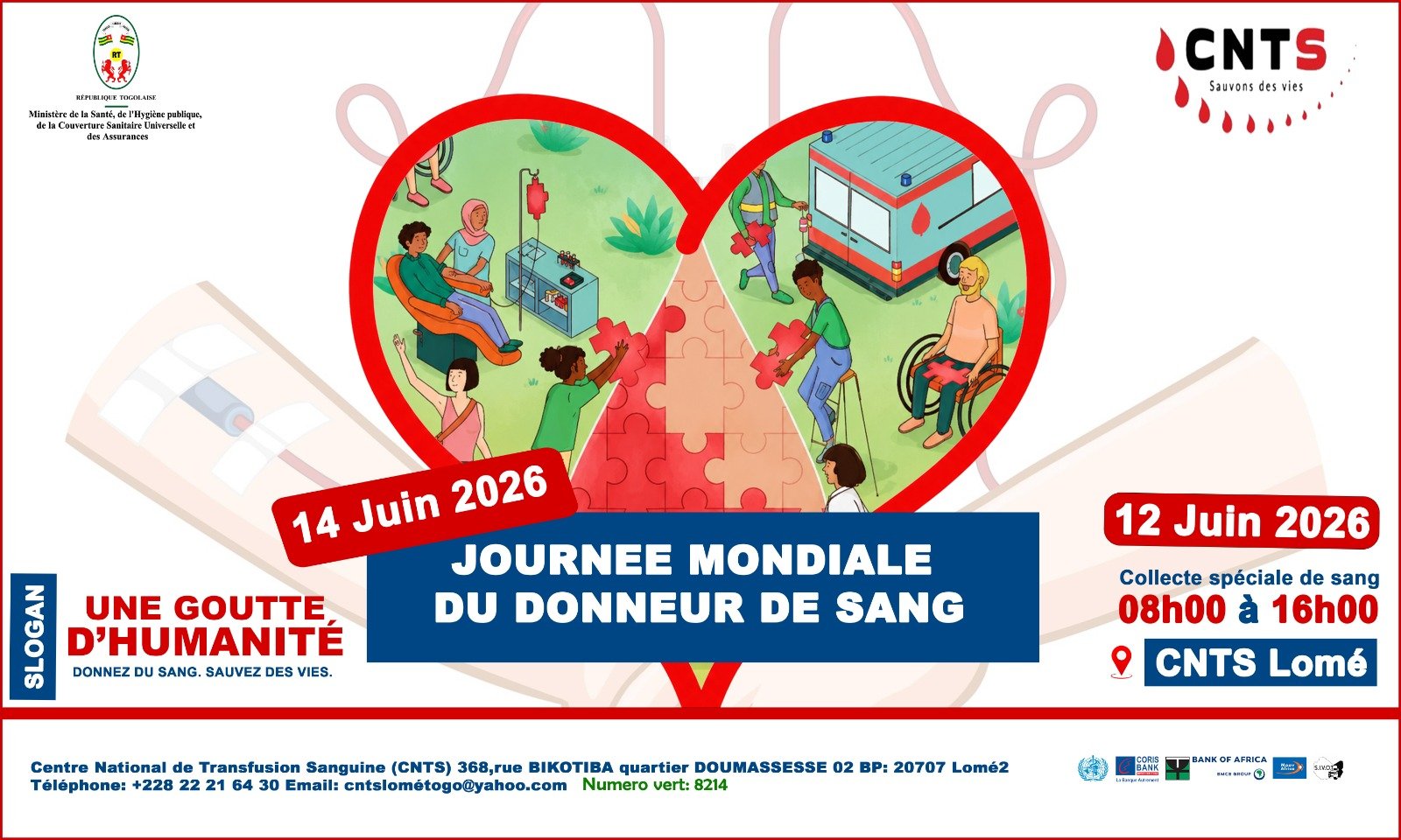 Togo : collecte de sang géante au cnrs de Lomé le 12 juin 2026
