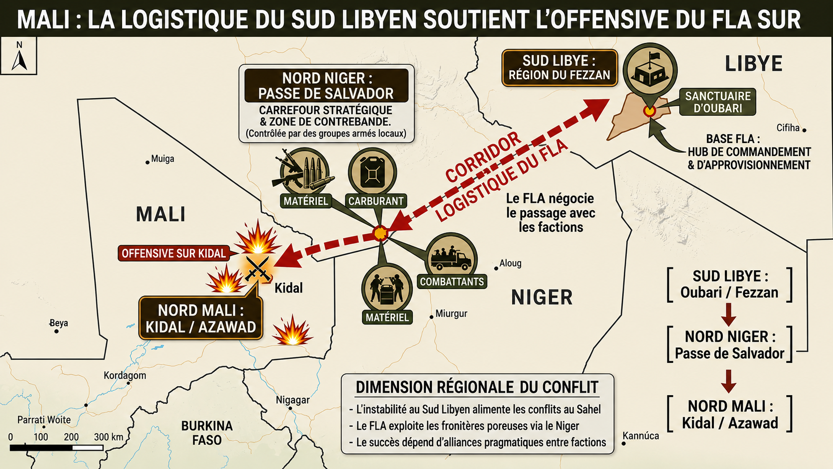 Le Sud libyen, pivot logistique de l&rsquo;offensive rebelle sur Kidal