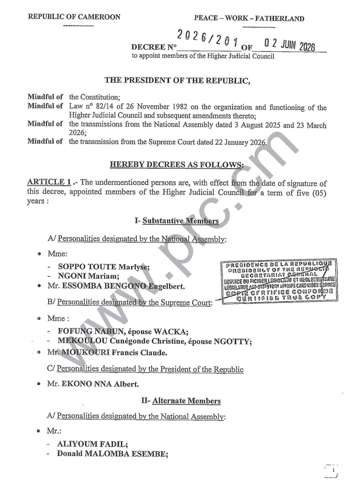 Liste des membres du Conseil supérieur de la magistrature