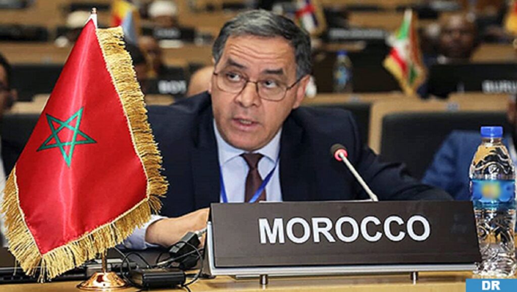 Mohamed Arrouchi représentant le Maroc devant le Conseil de paix et de sécurité de l'Union africaine