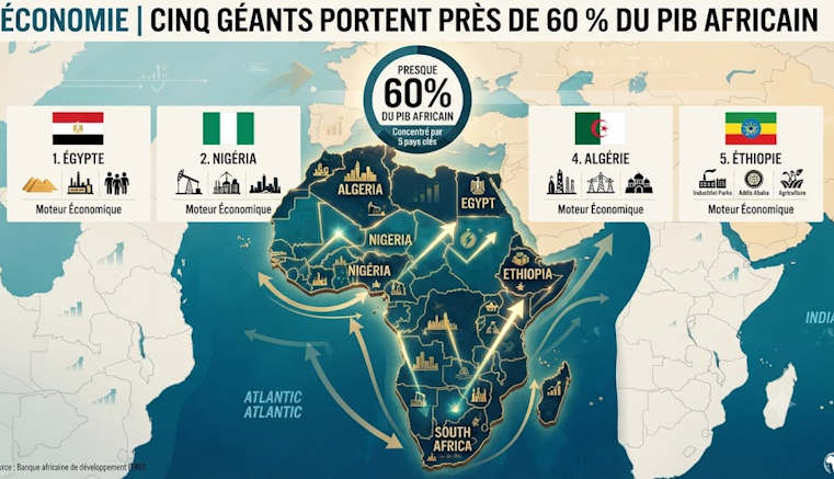 Cinq pays africains concentrent plus de la moitié du pib du continent