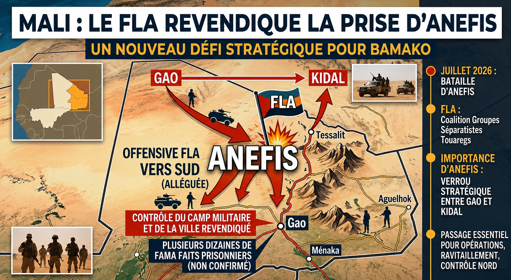 Mali : nouvelle offensive à Anefis, le FLA défie Bamako