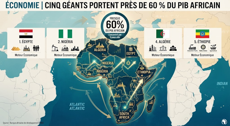 Cinq pays africains dominent plus de la moitié du pib continental
