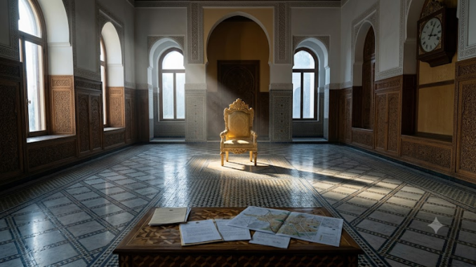 chaise vide symbolisant le trône royal marocain